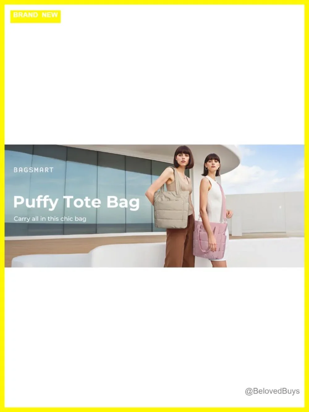 Lightweight Puffy Tote Bag with Compartments Shoulder Bag Handbag for Travel,